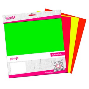 plottiX PremiumFlock Neon Aufbügelfolie 4 St. farbsortiert (neon) Flock-Folie 30,0 x 30,0 cm,  4 St.