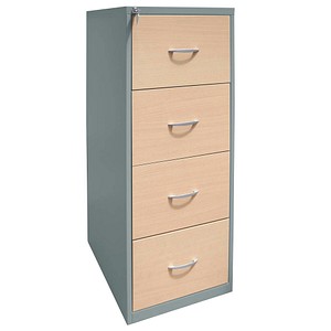 Gürkan Hängeregistraturschrank silber, ahorn mit 4 Schubladen 40,0 x 62,0 x 132,0 cm
