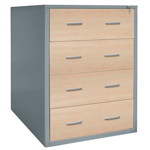 Gürkan Hängeregistraturschrank silber, ahorn mit 4 Schubladen 76,0 x 62,0 x 132,0 cm