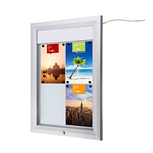 Showdown® Displays Schaukasten T LED silber 4x DIN A4