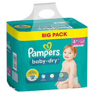 Pampers® Windeln baby-dry™ BIG PACK  Größe Gr. 4+ für Babys und Kleinkinder (4-18 Monate), 62 St.