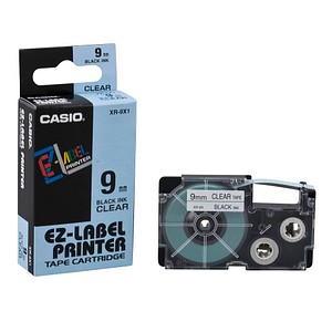 CASIO Schriftband XR-9X XR-9X1, 9 mm schwarz auf transparent