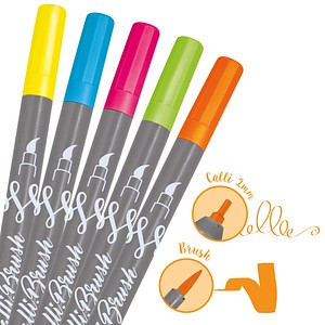 5 ONLINE® Calli.Brush Double Brush-Pens farbsortiert