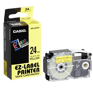 CASIO XR-24YW1 - Selbstklebende Etiketten - Schwarz auf Gelb - Rolle (2,4 cm x 