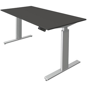 Kerkmann Move 3 höhenverstellbarer Schreibtisch anthrazit rechteckig T-Fuß-Gestell silber 160,0 x 80,0 cm