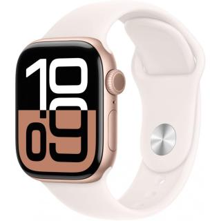 Apple Watch Series 10 42 mm Aluminium (GPS+Cellular) Sportarmband S/M  blassrosa, roségold
