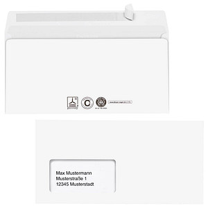 MAILmedia Briefumschläge Envirelope® DIN lang+ mit Fenster recycling-weiß haftklebend 500 St.