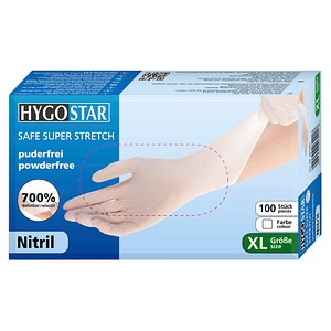 HYGOSTAR Nitril-Handschuh "SAFE SUPER STRETCH", XL, weiß