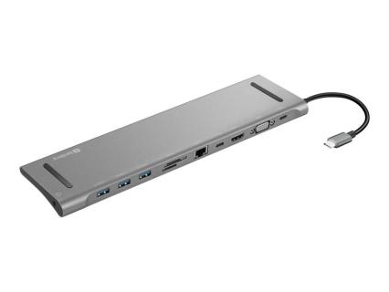 SANDBERG USB-C 10-in-1 Docking Station - Verkabelt - USB 3.0 (3.1 Gen 1) Type-C