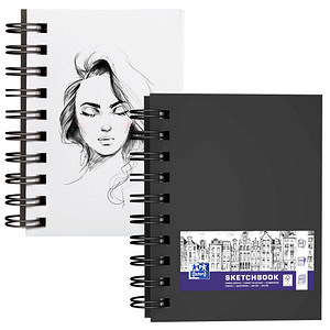 Oxford Skizzenbuch Spiralbindung, DIN A6, 80 Blatt, schwarz