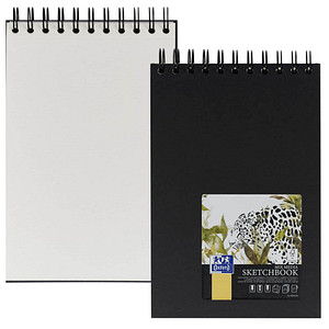 Oxford Skizzenbuch Spiralbindung, DIN A5, 40 Blatt, schwarz