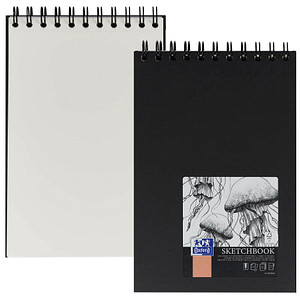 Oxford Skizzenbuch Spiralbindung, DIN A5, 50 Blatt, schwarz