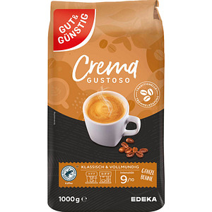 GUT&GÜNSTIG Crema Gustoso Kaffeebohnen Arabicabohnen kräftig 1,0 kg