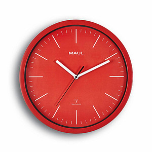 MAUL Wanduhr/Funkuhr MAULjump, Durchmesser: 305 mm, rot