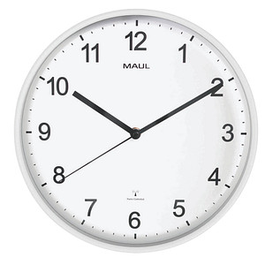 MAUL Wanduhr/Funkuhr MAULsprint, Durchmesser: 300 mm, weiß