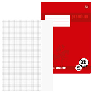 Staufen® Schulheft Premium Lineatur 26 kariert DIN A4 Außenrand, 16 Blatt