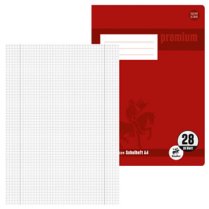 Staufen® Schulheft Premium Lineatur 28 kariert DIN A4 Innen- und Außenrand, 16 Blatt