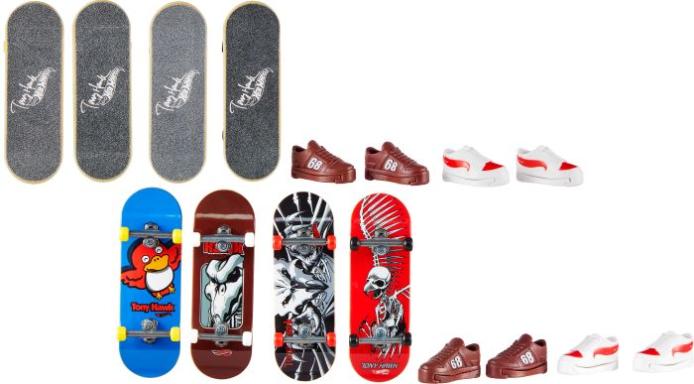 HW Skate Fingerboard + 4 Pack Schuh Sort