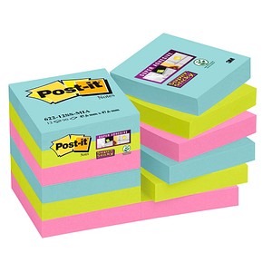 Post-it® Super Sticky Miami Haftnotizen extrastark farbsortiert 12 Blöcke