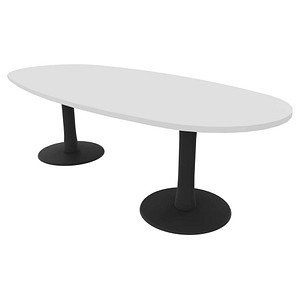 Quadrifoglio Konferenztisch Idea+ weiß oval, Säulenfuß grau, 240,0 x 110,0 x 74,0 cm