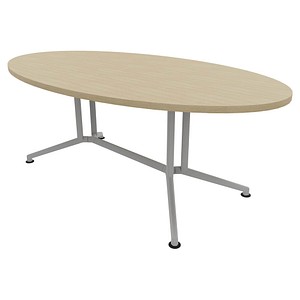 Quadrifoglio Konferenztisch X2 eiche oval, V-Gestell alu, 200,0 x 110,0 x 74,0 cm