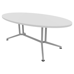 Quadrifoglio Konferenztisch X2 weiß oval, V-Gestell alu, 200,0 x 110,0 x 74,0 cm