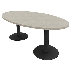 Quadrifoglio Konferenztisch Idea+ beton oval, Säulenfuß grau, 200,0 x 110,0 x 74,0 cm