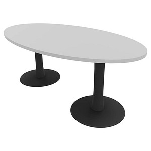 Quadrifoglio Konferenztisch Idea+ lichtgrau oval, Säulenfuß grau, 200,0 x 110,0 x 74,0 cm