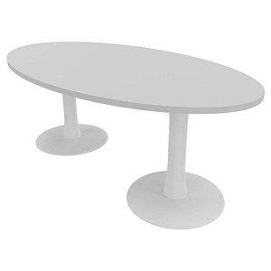 Quadrifoglio Konferenztisch Idea+ lichtgrau oval, Säulenfuß weiß, 200,0 x 110,0 x 74,0 cm