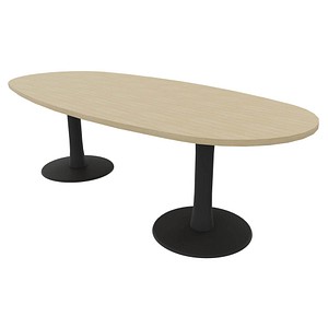 Quadrifoglio Konferenztisch Idea+ eiche oval, Säulenfuß grau, 240,0 x 110,0 x 74,0 cm