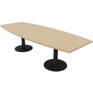 Quadrifoglio Konferenztisch Idea+ eiche Tonnenform, Säulenfuß grau, 280,0 x 80,0 - 110,0 x 74,0 cm