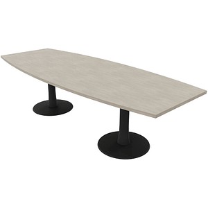 Quadrifoglio Konferenztisch Idea+ beton Tonnenform, Säulenfuß grau, 280,0 x 80,0 - 110,0 x 74,0 cm