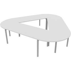 Quadrifoglio Konferenztisch Idea+ weiß Trapezform, Vierkantrohr alu, 320,0 x 298,0 x 74,0 cm