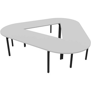 Quadrifoglio Konferenztisch Idea+ lichtgrau Trapezform, Vierkantrohr grau, 320,0 x 298,0 x 74,0 cm