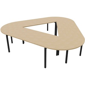 Quadrifoglio Konferenztisch Idea+ eiche Trapezform, Vierkantrohr grau, 320,0 x 298,0 x 74,0 cm