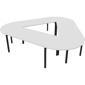 Quadrifoglio Konferenztisch Idea+ weiß Trapezform, Vierkantrohr grau, 320,0 x 298,0 x 74,0 cm