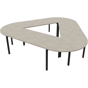 Quadrifoglio Konferenztisch Idea+ beton Trapezform, Vierkantrohr grau, 320,0 x 298,0 x 74,0 cm