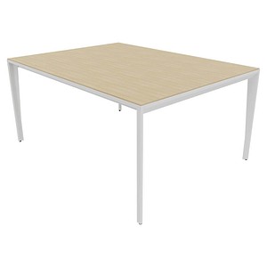Quadrifoglio Konferenztisch X5 eiche rechteckig, Vierkantrohr weiß, 160,0 x 120,0 x 75,0 cm
