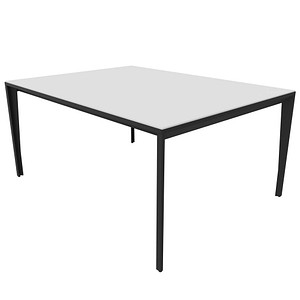 Quadrifoglio Konferenztisch X5 weiß rechteckig, Vierkantrohr grau, 160,0 x 120,0 x 75,0 cm