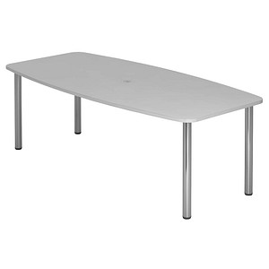 HAMMERBACHER Konferenztisch KT22C lichtgrau Tonnenform, Rundrohr chrom, 220,0 x 83,0 - 103,0 x 72,0 - 74,0 cm