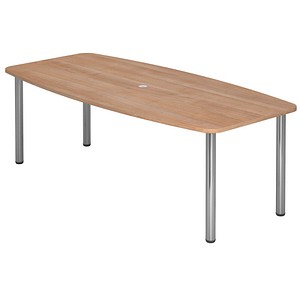 HAMMERBACHER Konferenztisch KT22C nussbaum Tonnenform, Rundrohr chrom, 220,0 x 83,0 - 103,0 x 72,0 - 74,0 cm