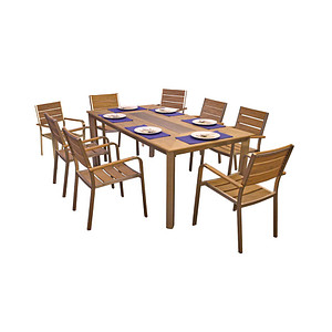 Garden Pleasure Sitzgruppe Florence, silber Kunststoff, Metall, 9-teilig