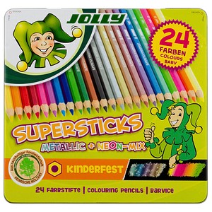 24 JOLLY SUPERSTICKS METALLIC + NEON-MIX Buntstifte farbsortiert