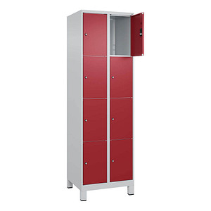 CP Schließfachschrank Classic Plus lichtgrau, rubinrot 080010-204 S10001, 8 Schließfächer 60,0 x 50,0 x 195,0 cm