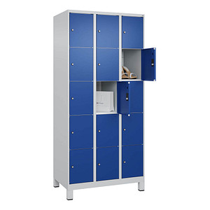 CP Schließfachschrank Classic Plus enzianblau, lichtgrau 080010-305 S10003, 15 Schließfächer 90,0 x 50,0 x 195,0 cm
