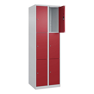 CP Schließfachschrank Classic Plus lichtgrau, rubinrot 080000-203 S10001, 9 Schließfächer 60,0 x 50,0 x 185,0 cm