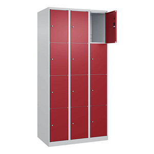 CP Schließfachschrank Classic Plus lichtgrau, rubinrot 080000-304 S10001, 12 Schließfächer 90,0 x 50,0 x 185,0 cm