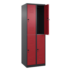 CP Spind Classic Plus rubinrot, schwarzgrau 080300-20 S10066, 4 Schließfächer 60,0 x 50,0 x 185,0 cm
