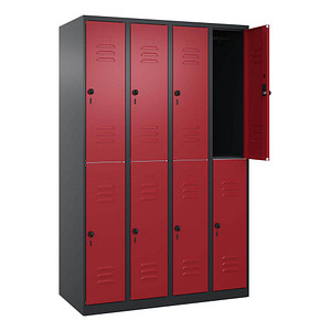 CP Spind Classic Plus rubinrot, schwarzgrau 080300-40 S10067, 8 Schließfächer 120,0 x 50,0 x 185,0 cm
