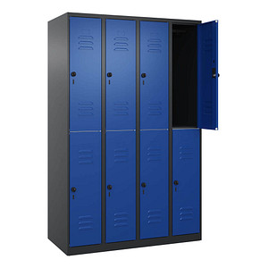 CP Spind Classic Plus enzianblau, schwarzgrau 080300-40 S10068, 8 Schließfächer 120,0 x 50,0 x 185,0 cm